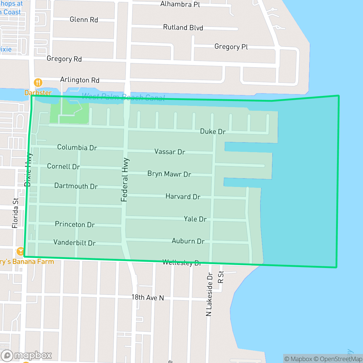 Map showing the location of College Park, Lake Worth Beach, FL