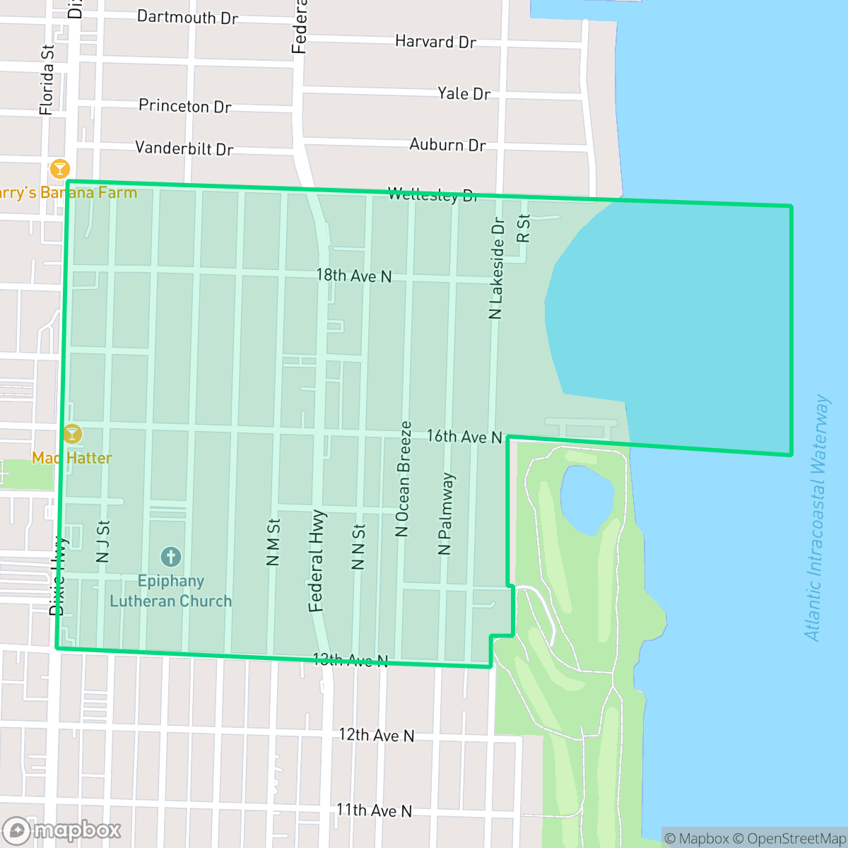 Map showing the location of Eden Place, Lake Worth Beach, FL