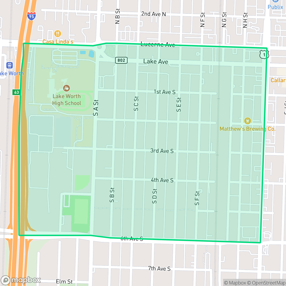 Map showing the location of Royal Poinciana, Lake Worth Beach, FL