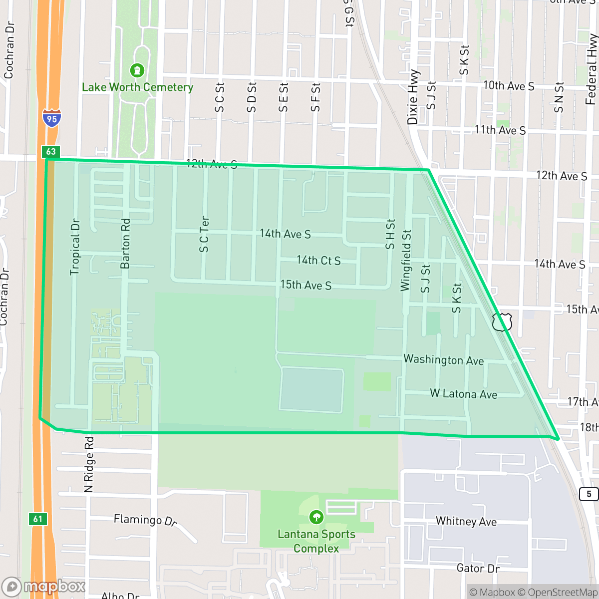 Map showing the location of Whispering Palms, Lake Worth Beach, FL