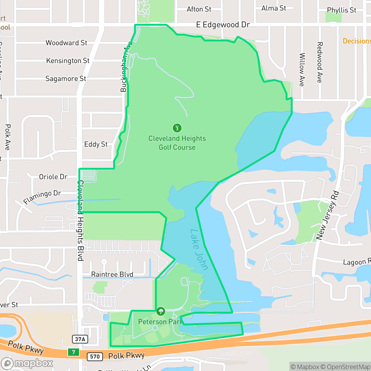 Map showing the location of Cleveland Heights Golf Course, Lakeland, FL