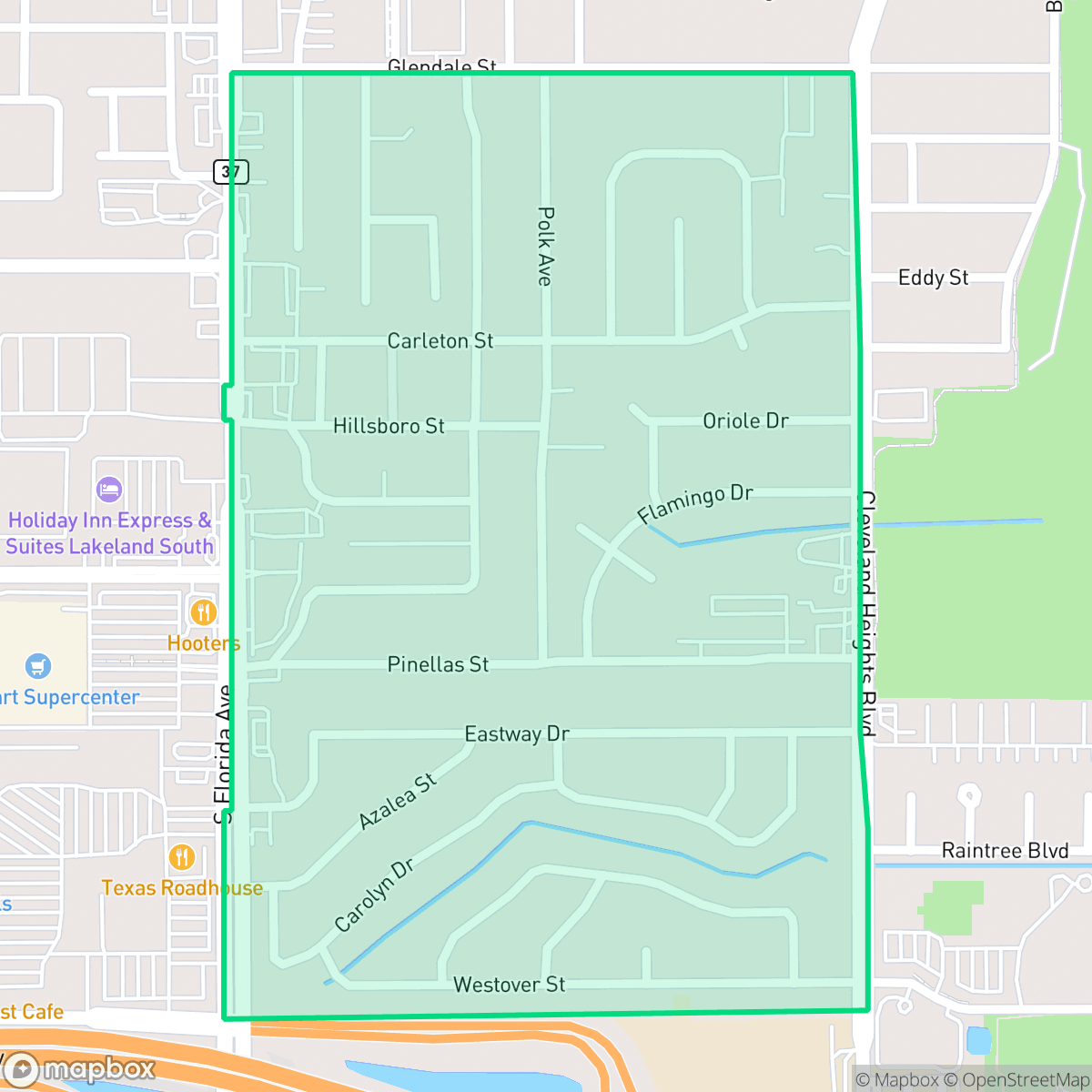 Map showing the location of Cleveland Heights, Lakeland, FL
