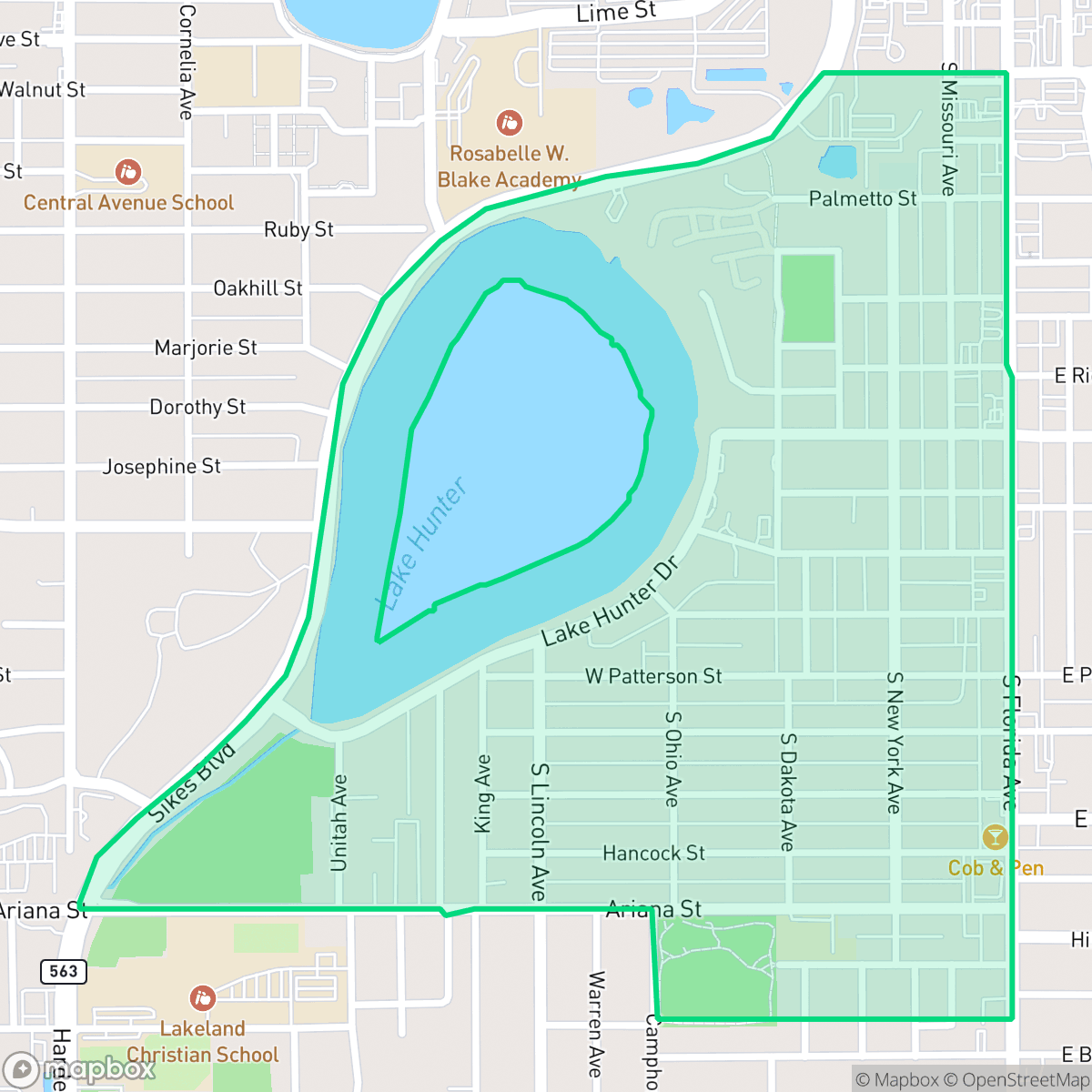 Map showing the location of Dixieland, Lakeland, FL