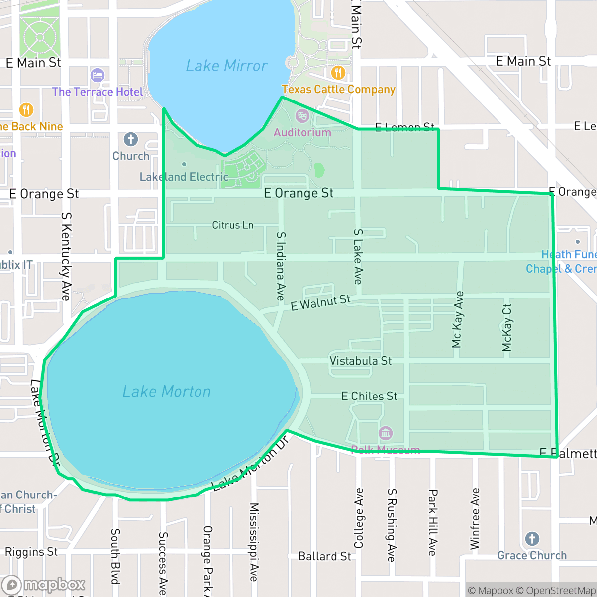 Map showing the location of East Lake Morton, Lakeland, FL
