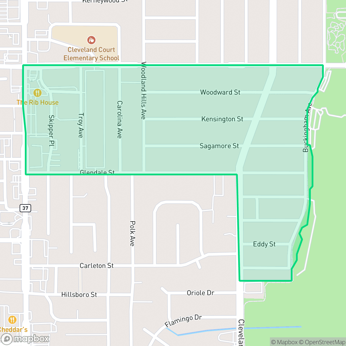 Map showing the location of Edgewood, Lakeland, FL