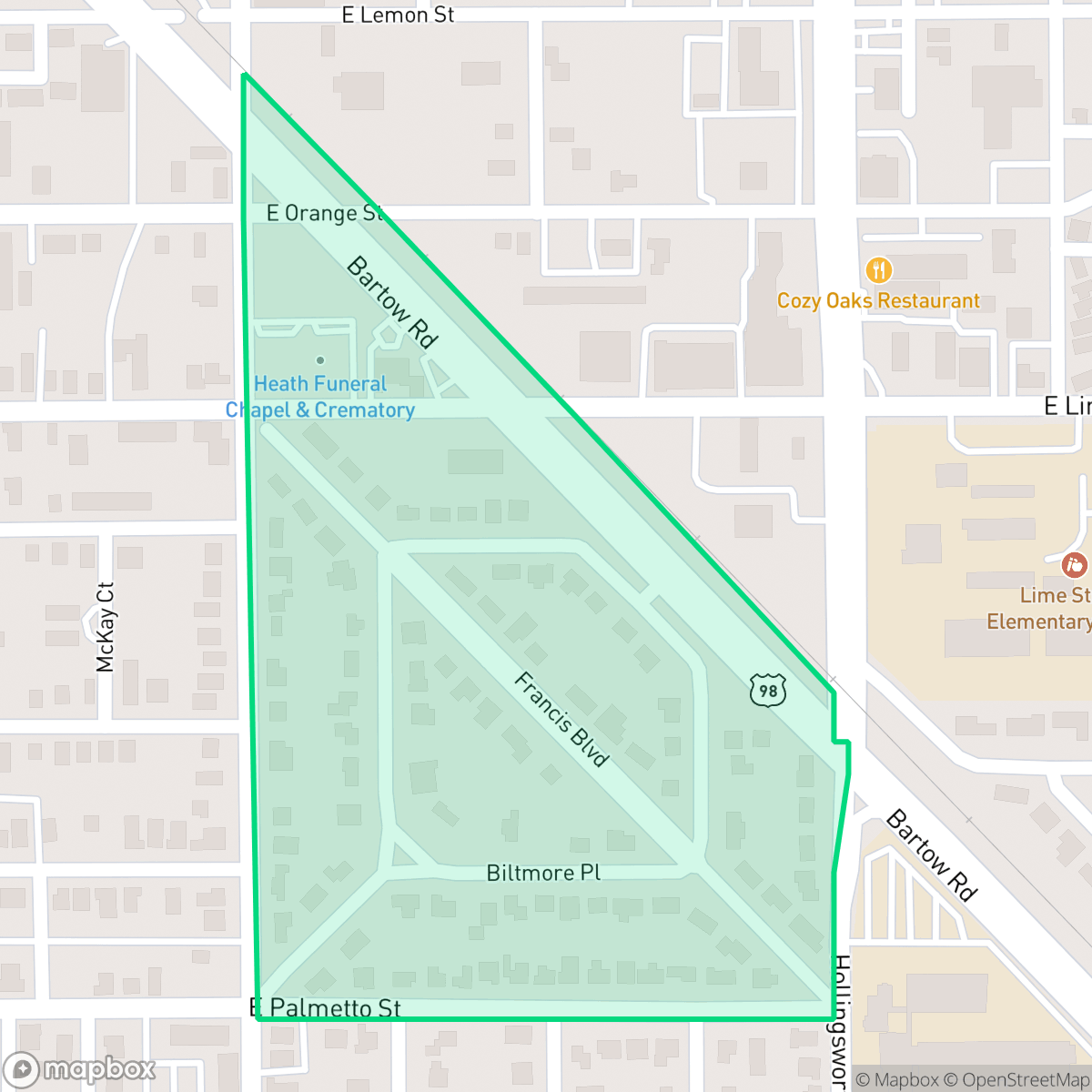 Map showing the location of Francis Blvd, Lakeland, FL