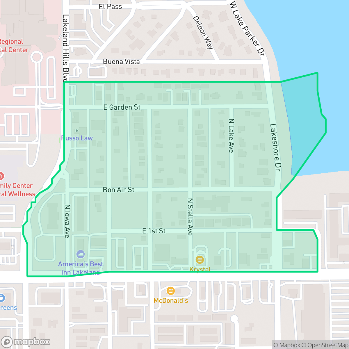 Map showing the location of John Cox, Lakeland, FL