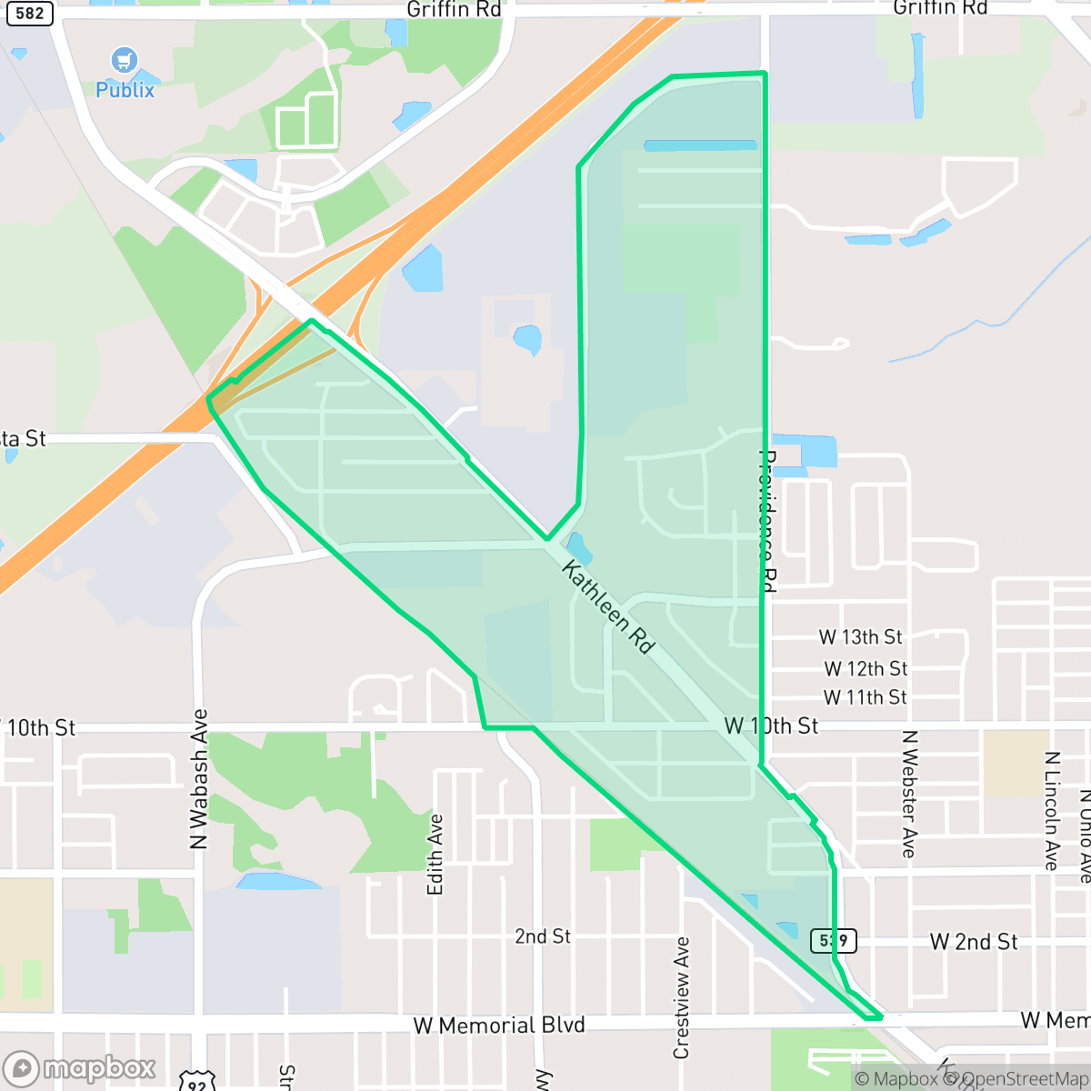 Map showing the location of Kathleen, Lakeland, FL