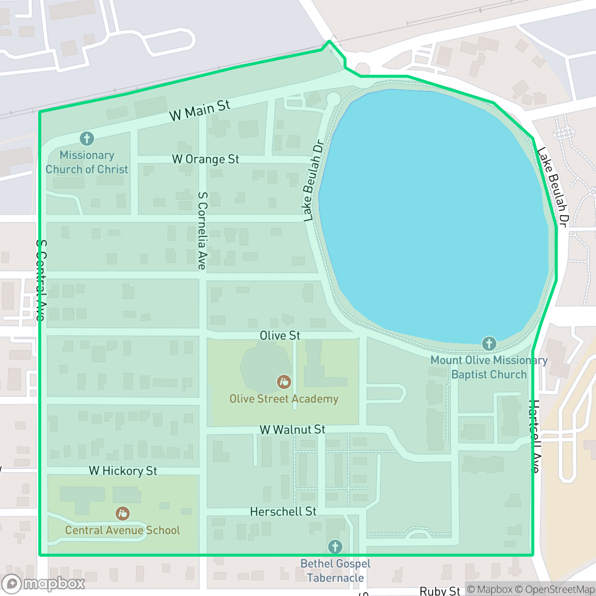 Map showing the location of Lake Beulah, Lakeland, FL