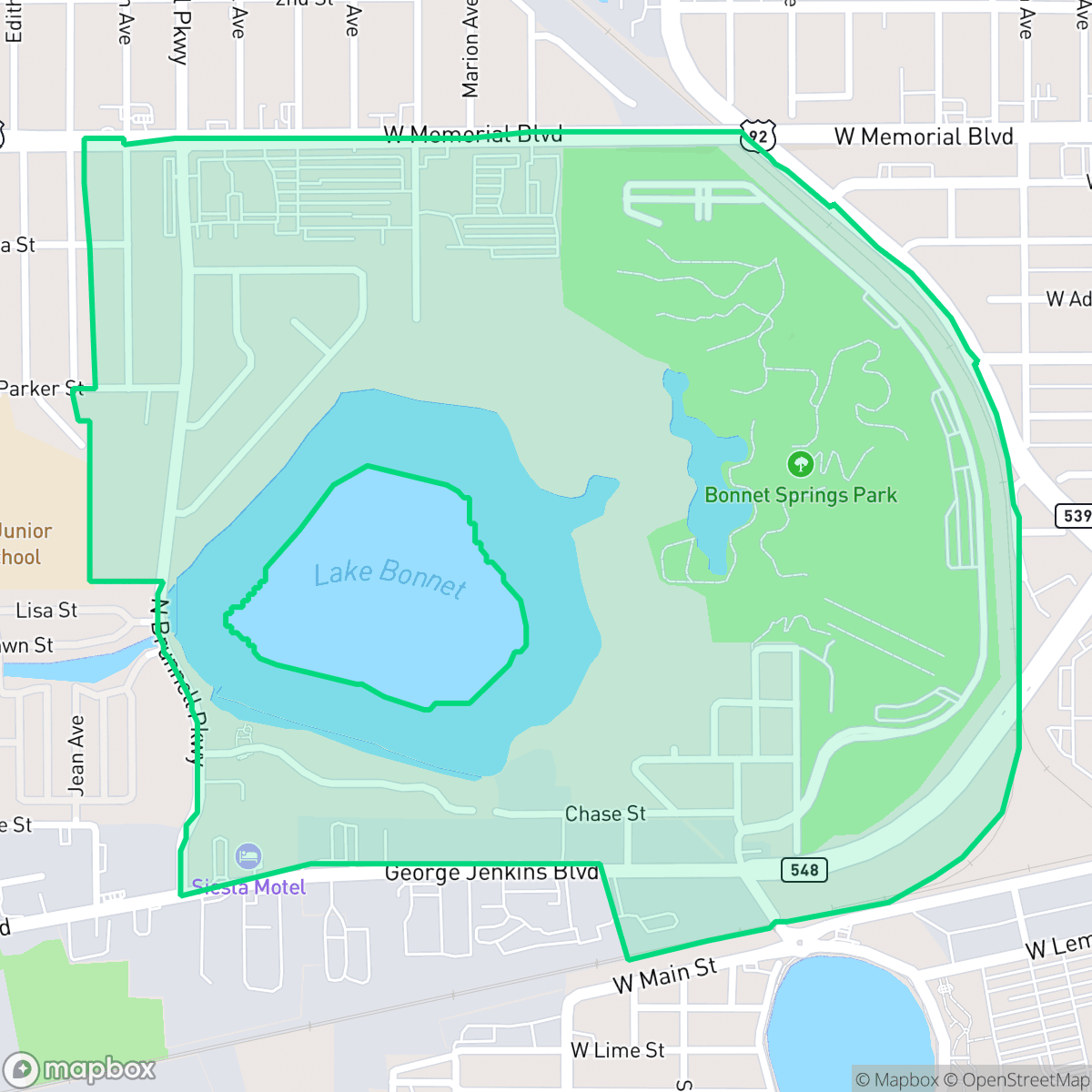 Map showing the location of Lake Bonnet, Lakeland, FL