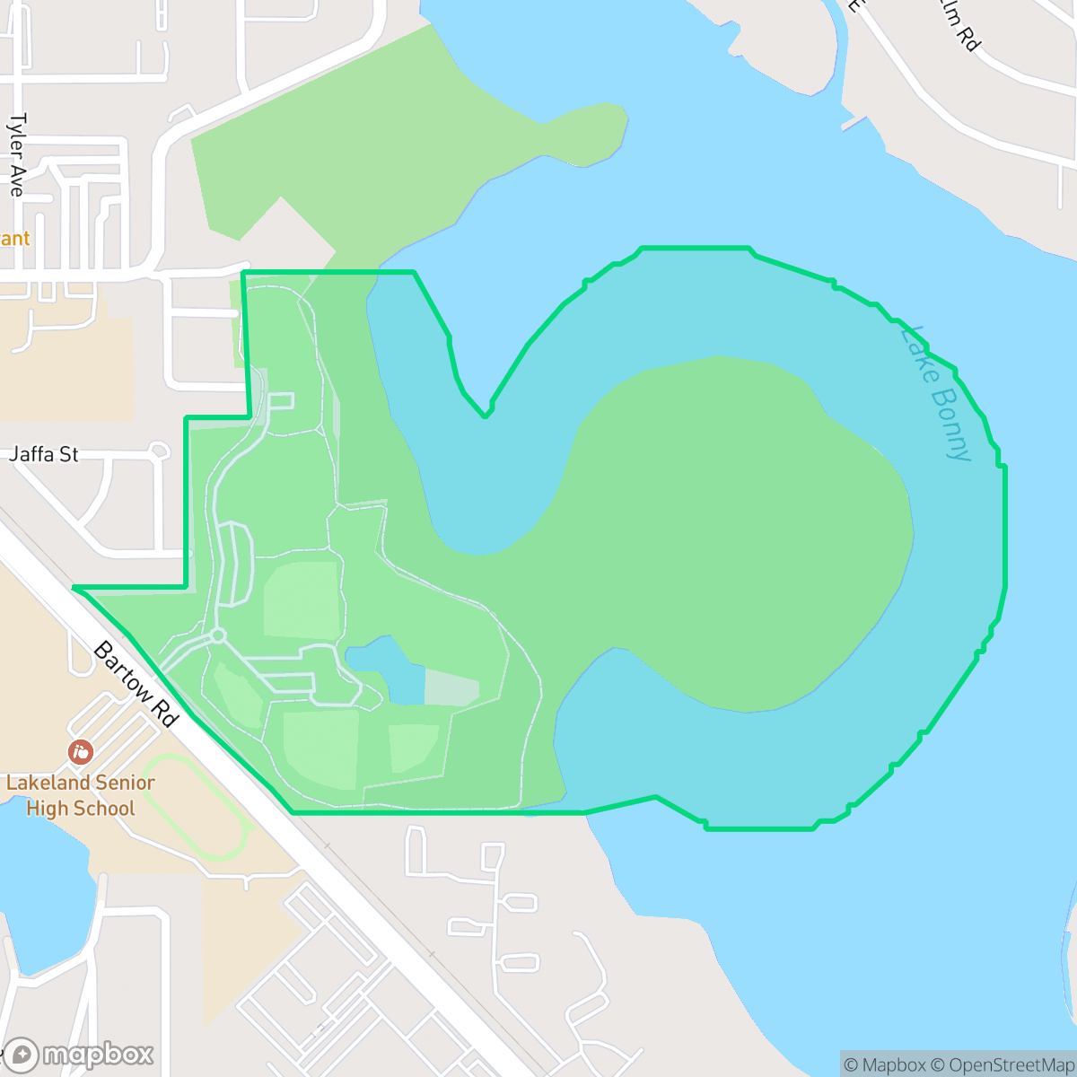 Map showing the location of Lake Bonny Park, Lakeland, FL