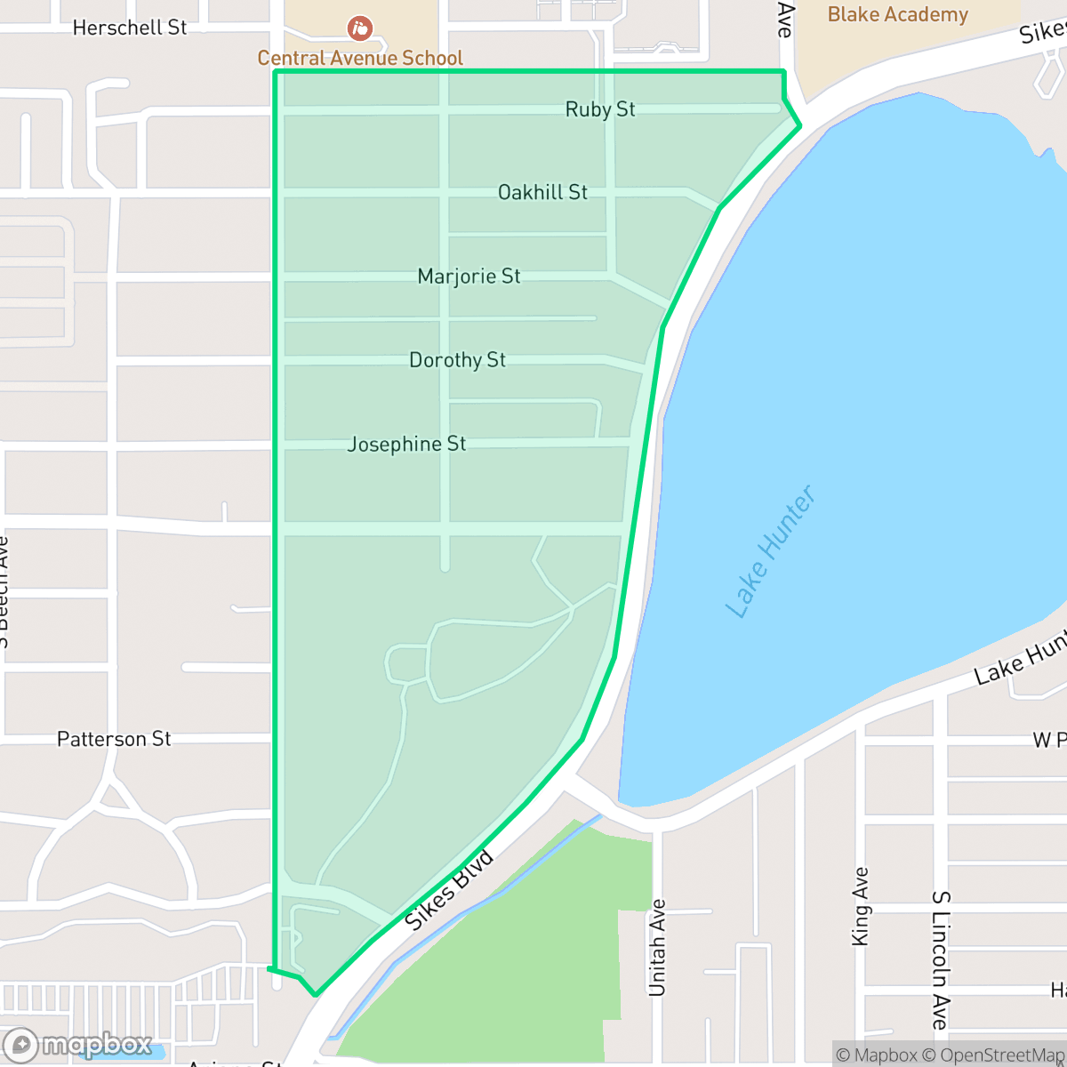 Map showing the location of Lake Hunter Terrace, Lakeland, FL