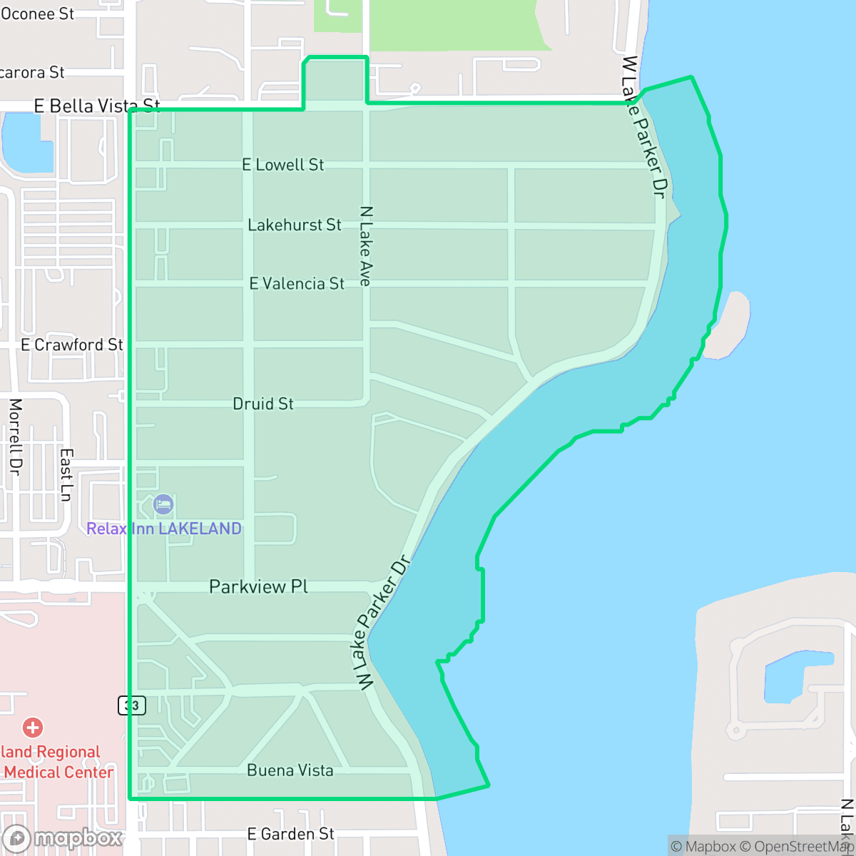 Map showing the location of Lakeshore, Lakeland, FL
