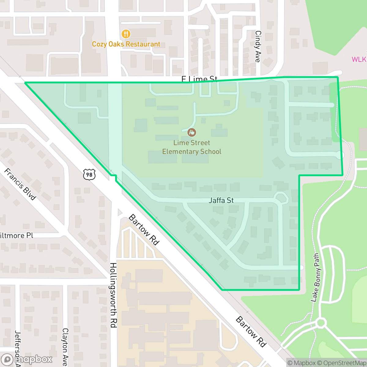 Map showing the location of Lime Street, Lakeland, FL