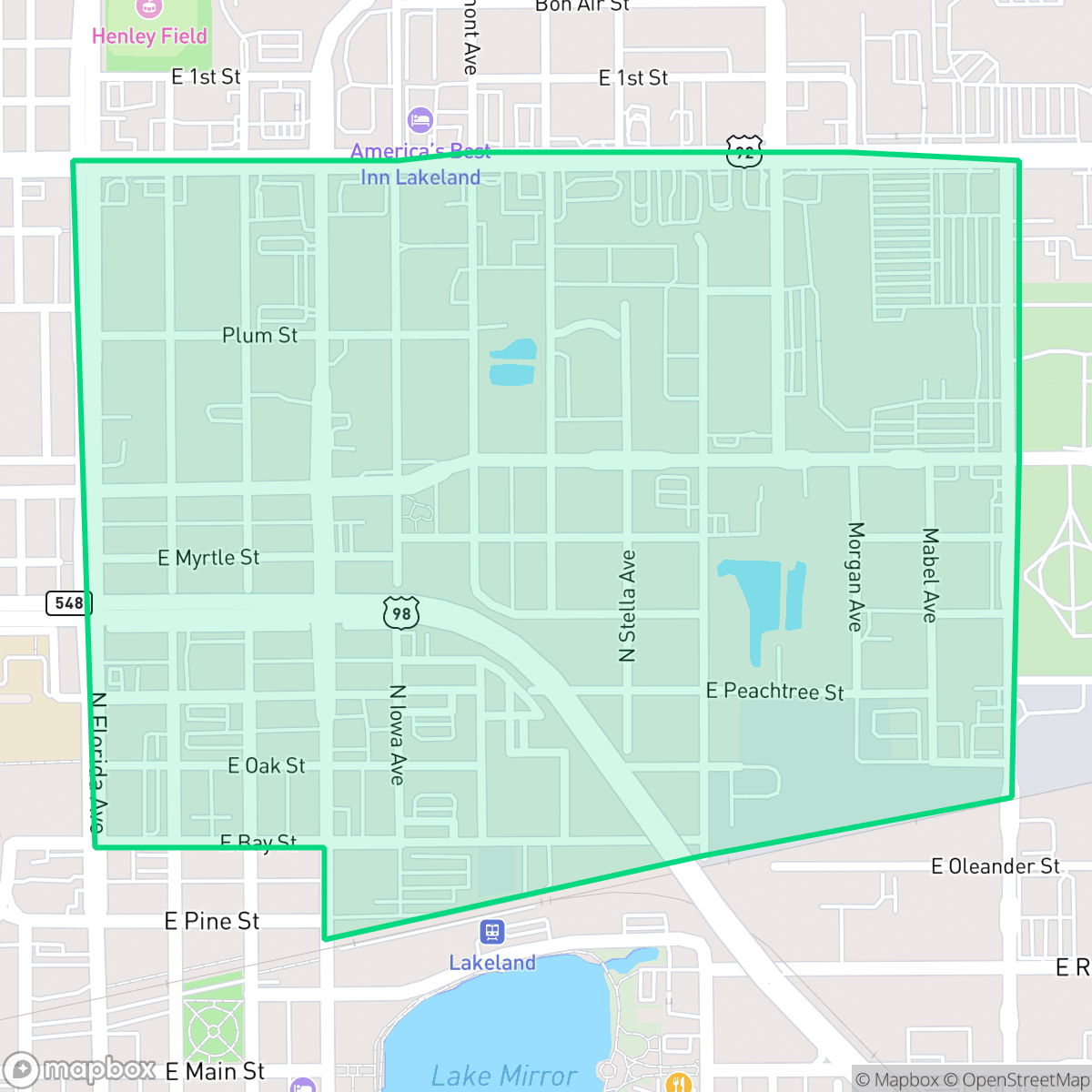 Map showing the location of Parker Street, Lakeland, FL
