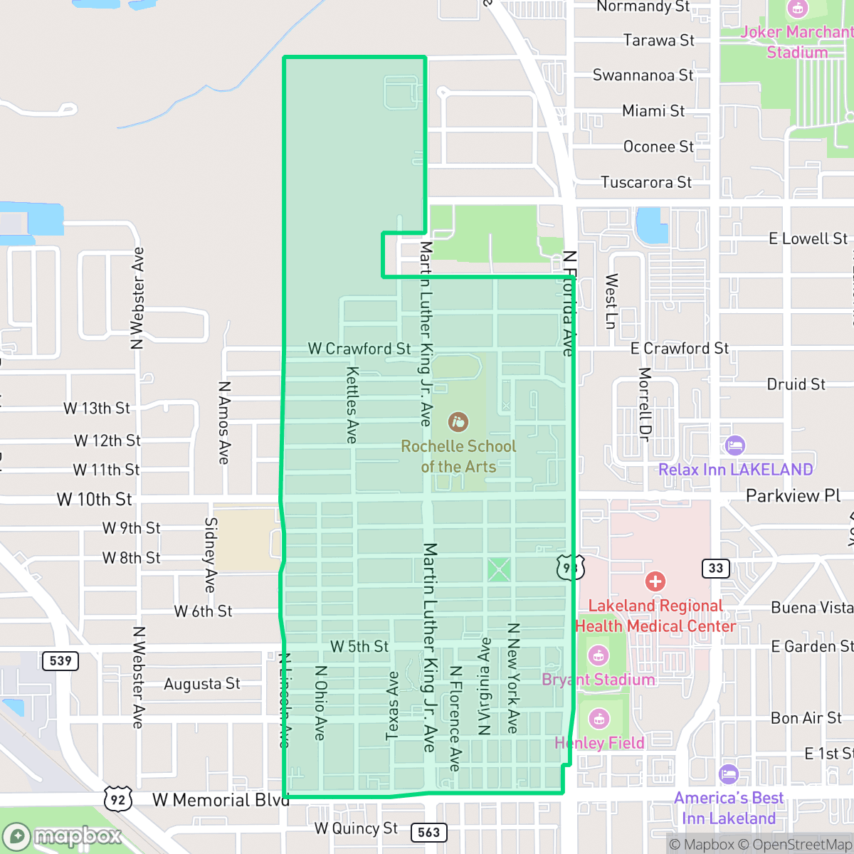 Map showing the location of Paul A. Diggs, Lakeland, FL