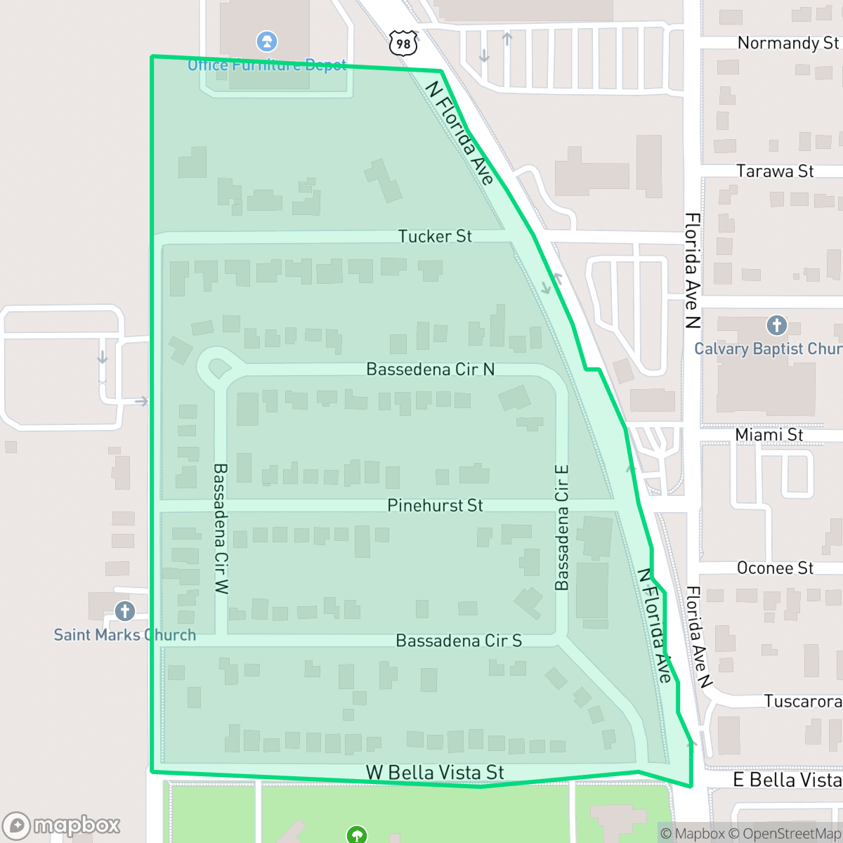 Map showing the location of Pinehurst, Lakeland, FL