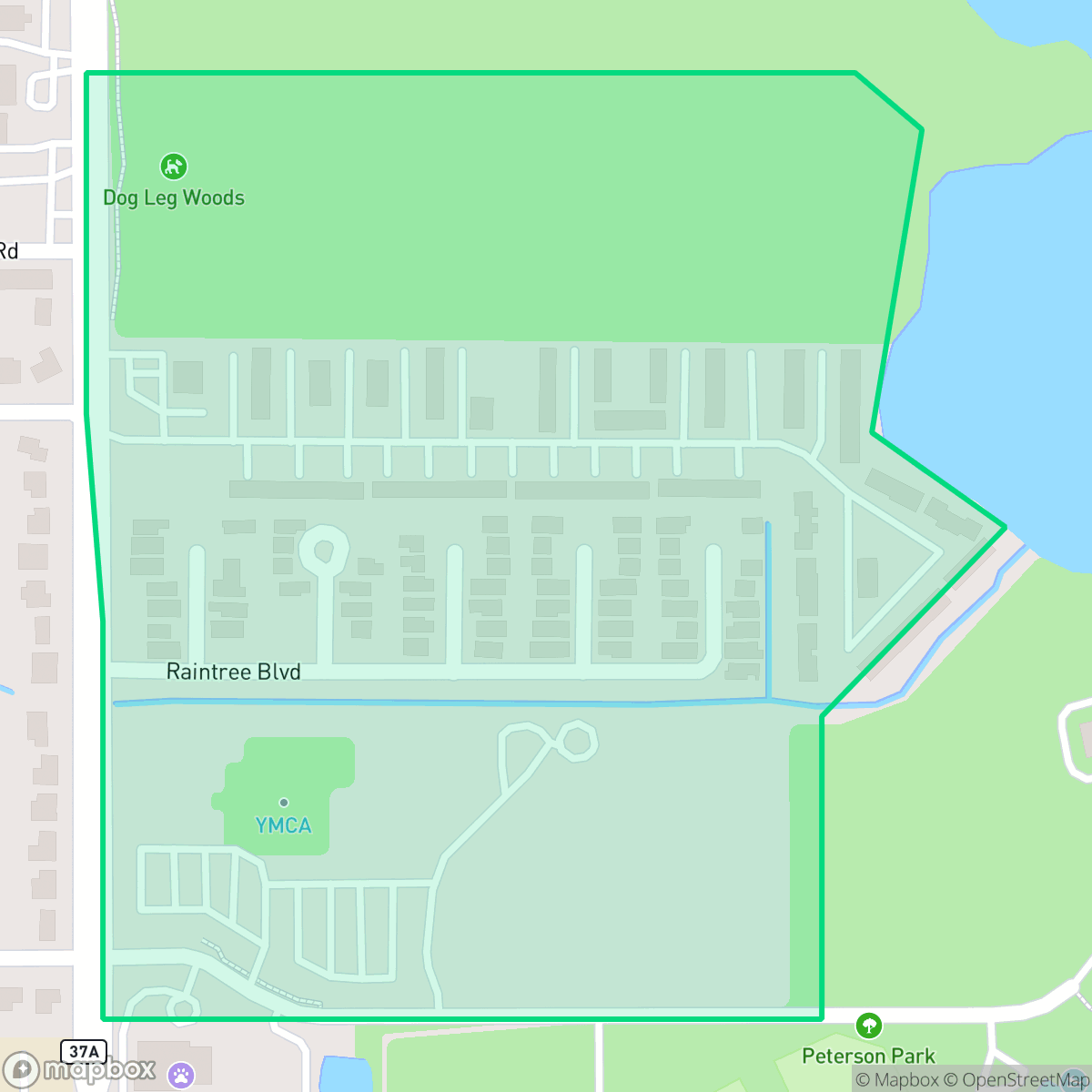 Map showing the location of Raintree, Lakeland, FL