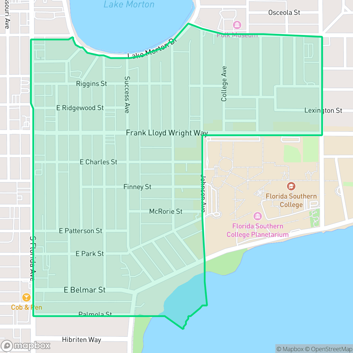 Map showing the location of South Lake Morton, Lakeland, FL