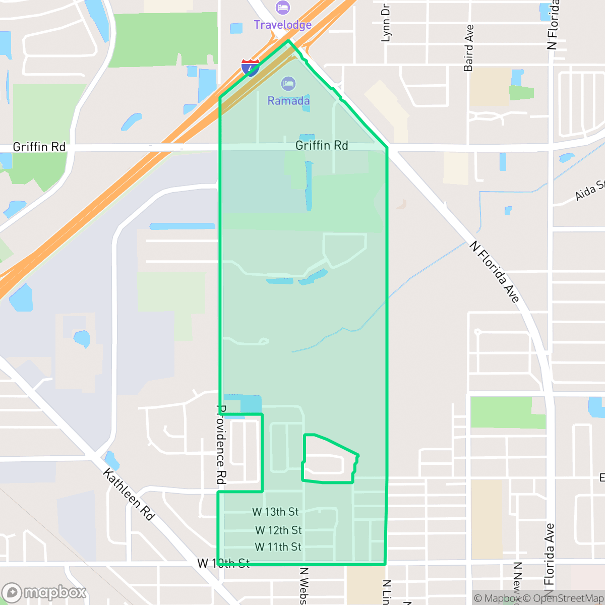 Map showing the location of Webster Park North, Lakeland, FL