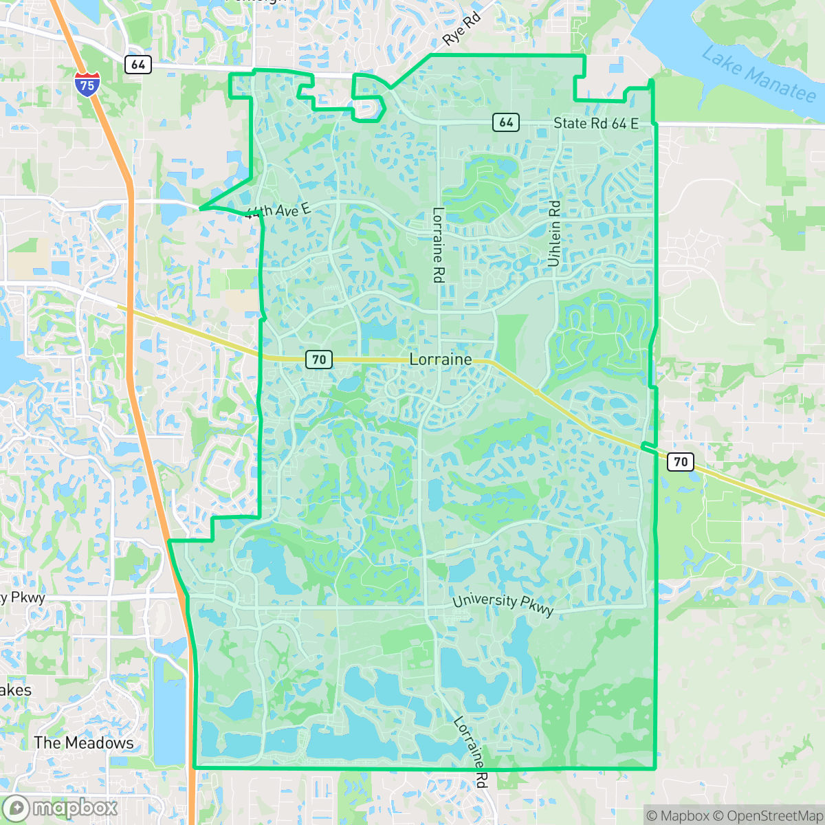 Map showing the location of Lakewood Ranch, FL — coverage area