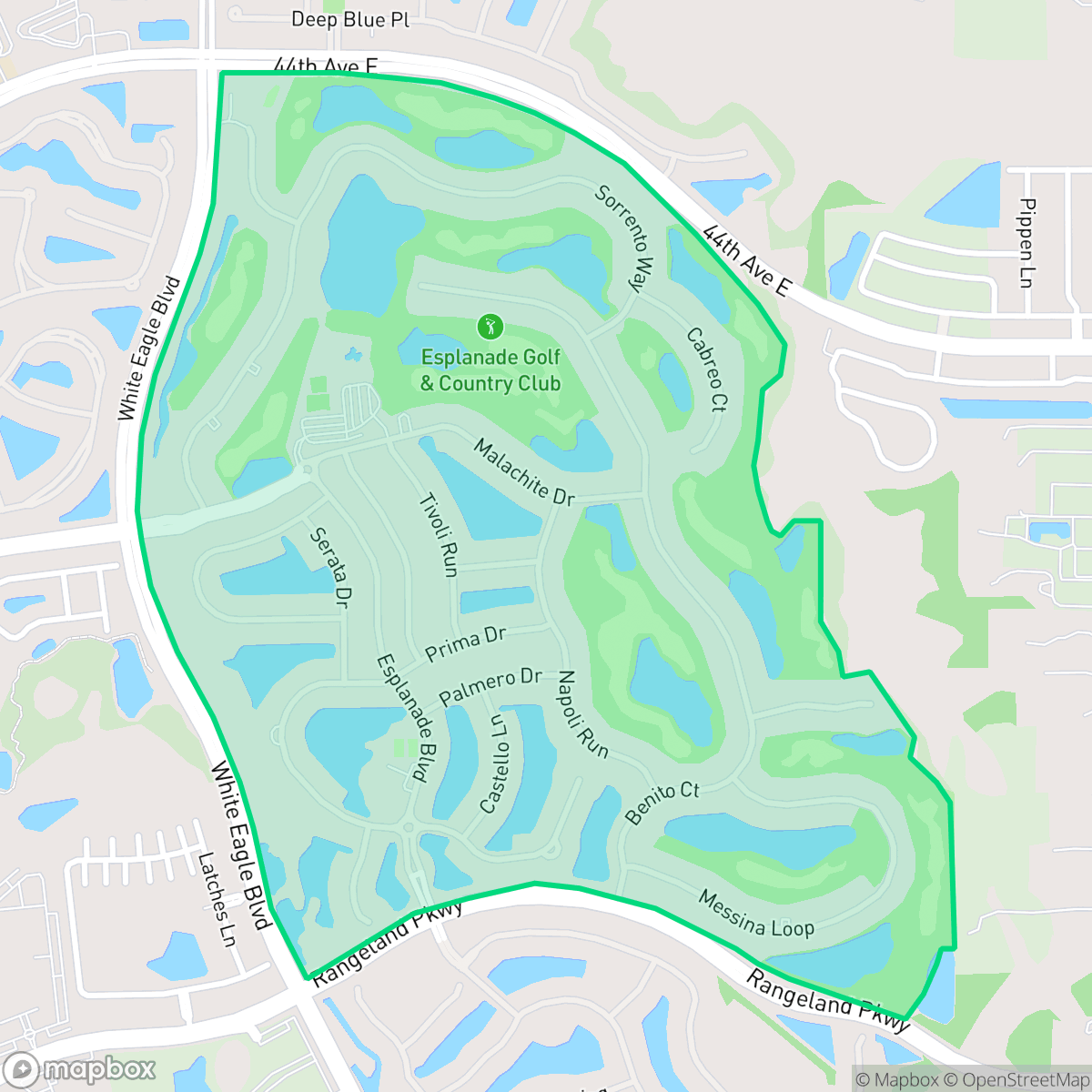 Map showing the location of Esplanade Golf and Country Club, Lakewood Ranch, FL