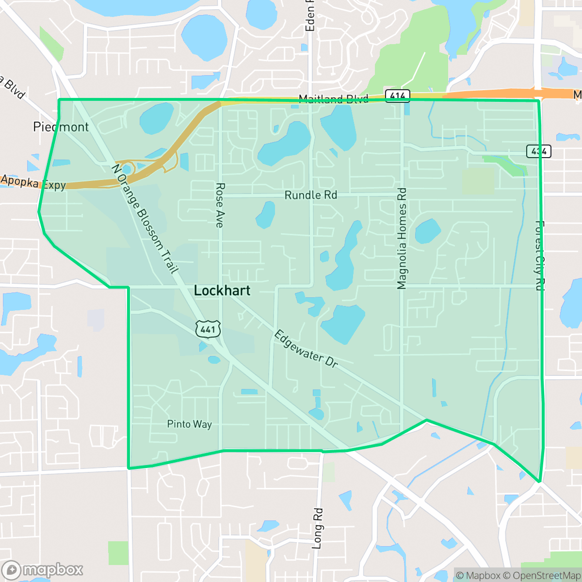 Map showing the location of Lockhart, FL — coverage area
