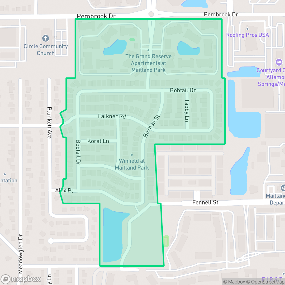 Map showing the location of Maitland Park, Maitland, FL