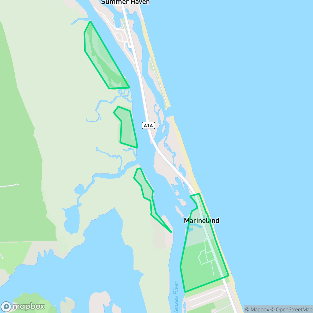 Map showing the location of Marineland, FL — coverage area