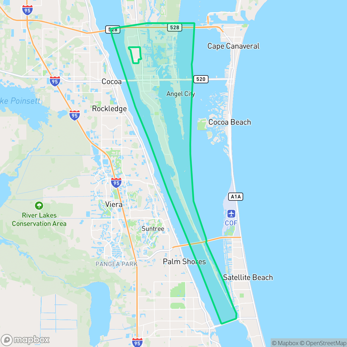 Map showing the location of Merritt Island, FL — coverage area