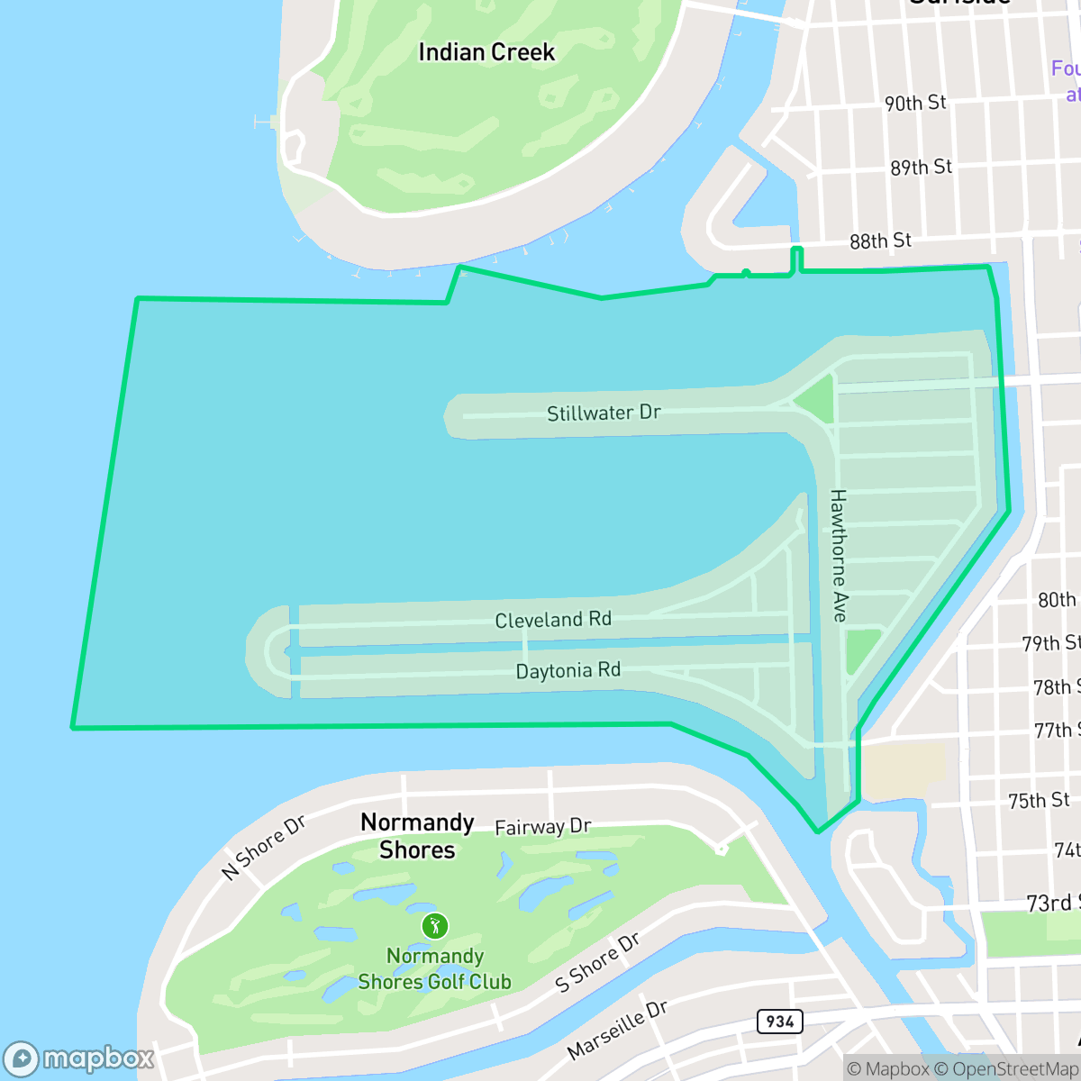 Map showing the location of Biscayne Point, Miami Beach, FL