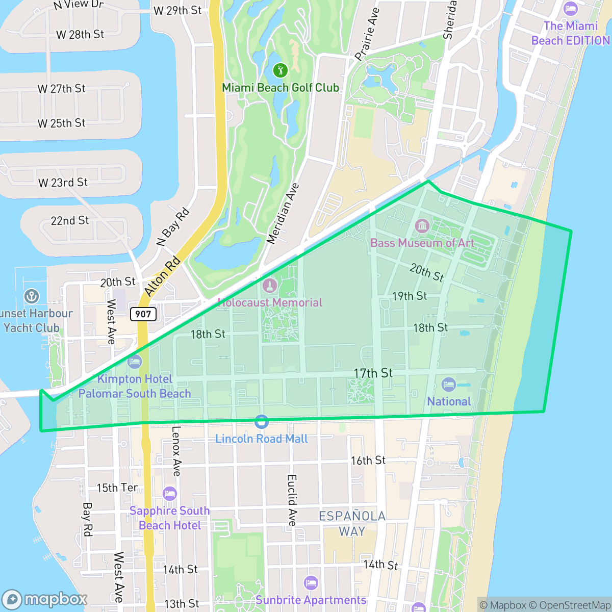 Map showing the location of City Center, Miami Beach, FL