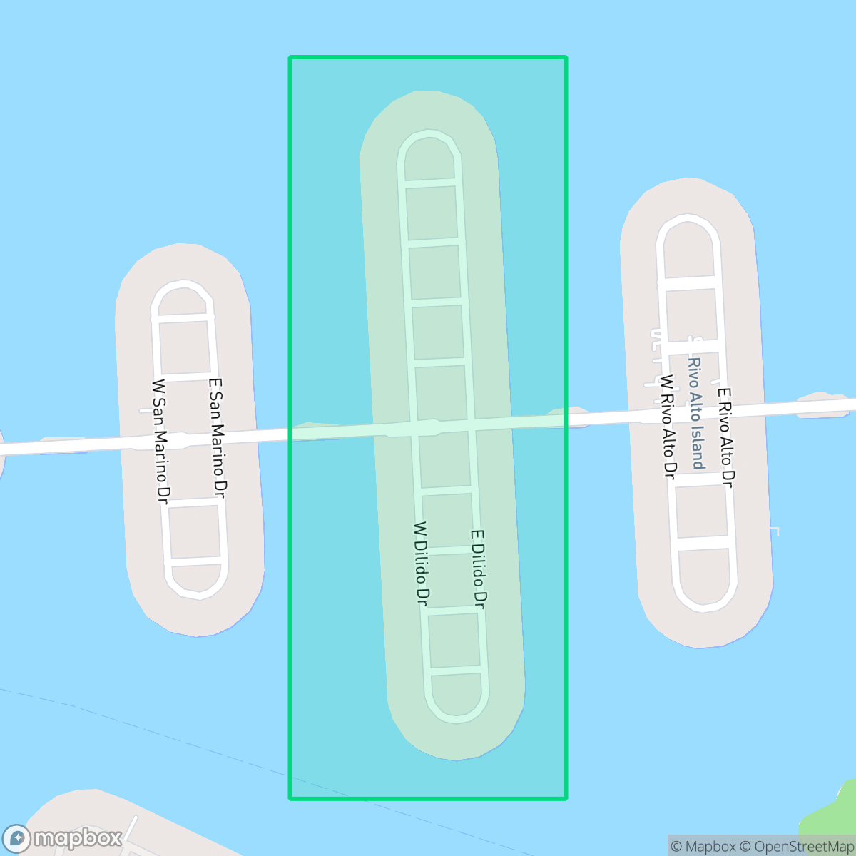 Map showing the location of Di Lido Island, Miami Beach, FL