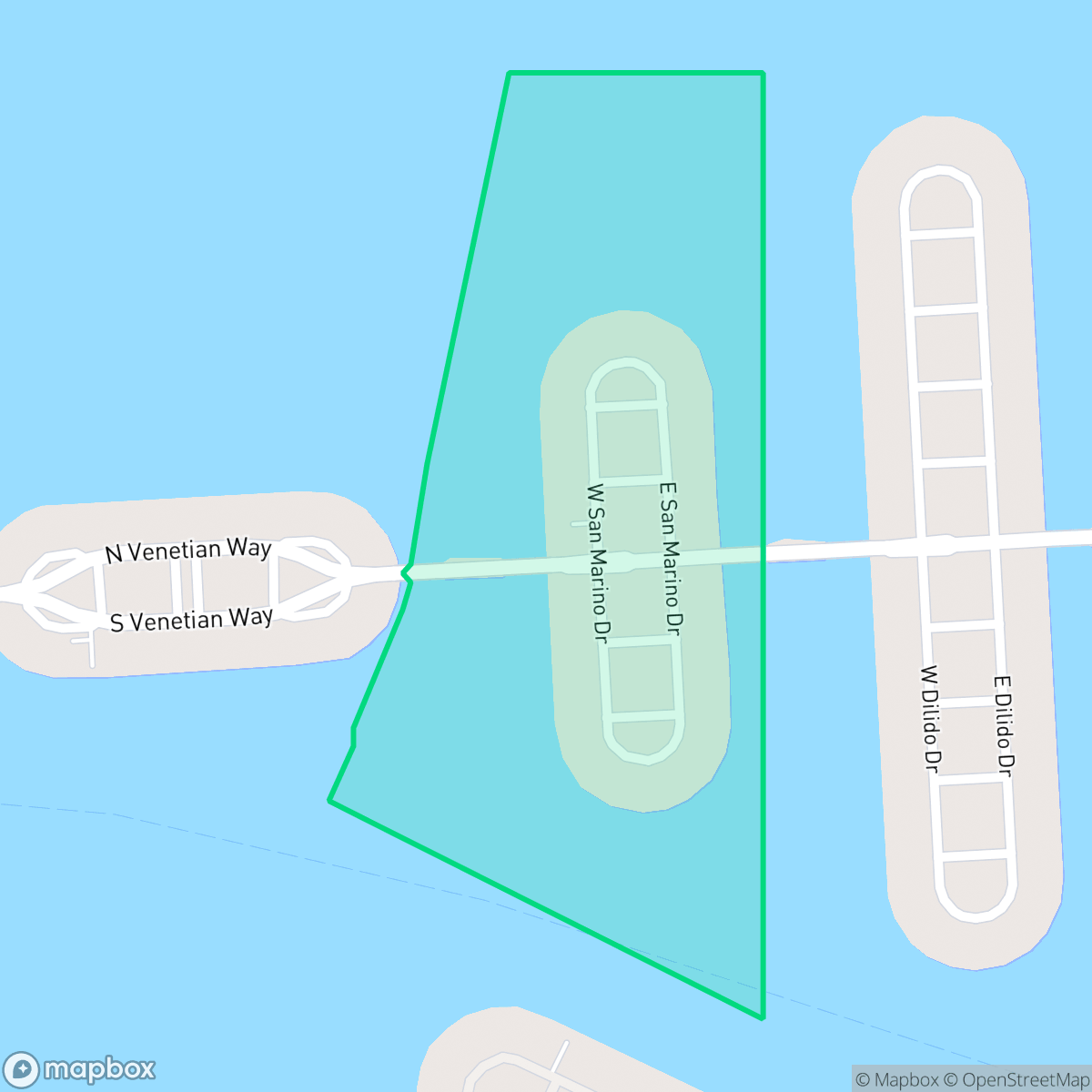Map showing the location of San Marino Island, Miami Beach, FL