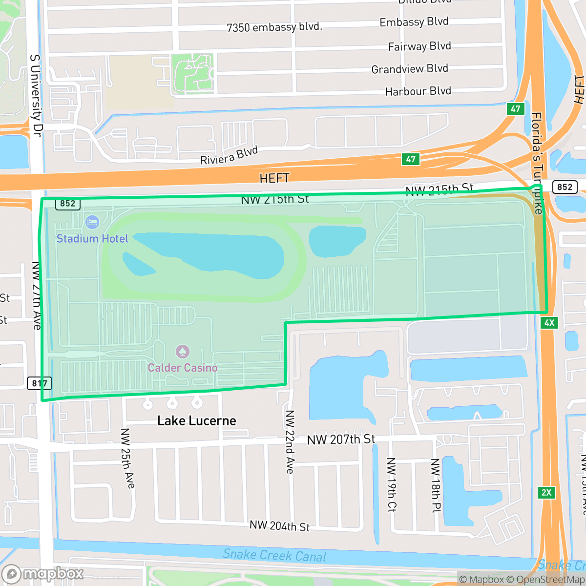 Map showing the location of Calder, Miami Gardens, FL