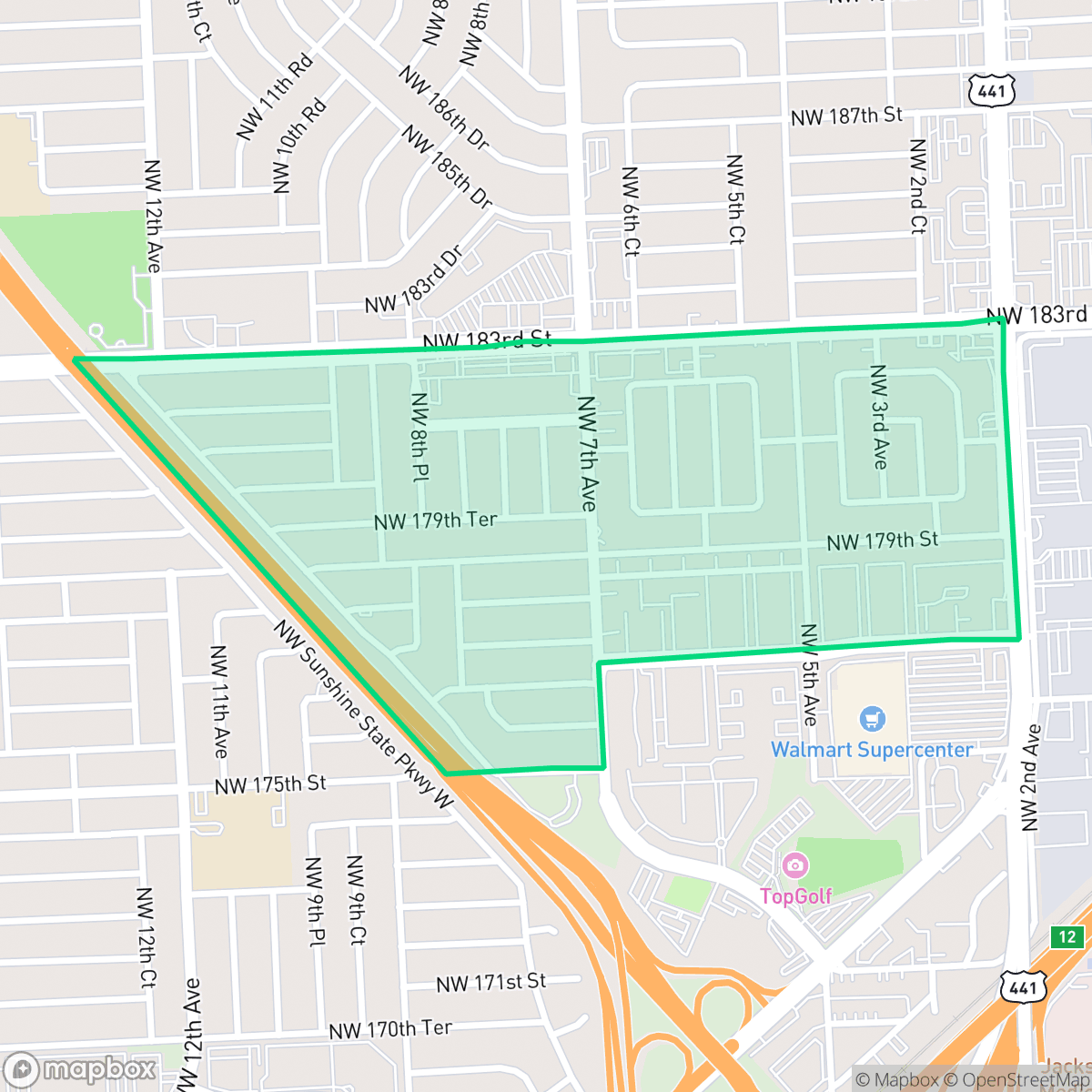 Map showing the location of Cloverleaf Estates, Miami Gardens, FL
