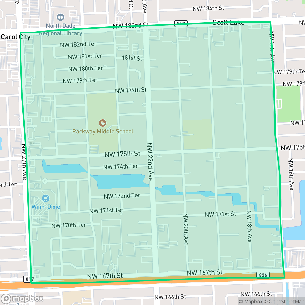 Map showing the location of Parkview, Miami Gardens, FL