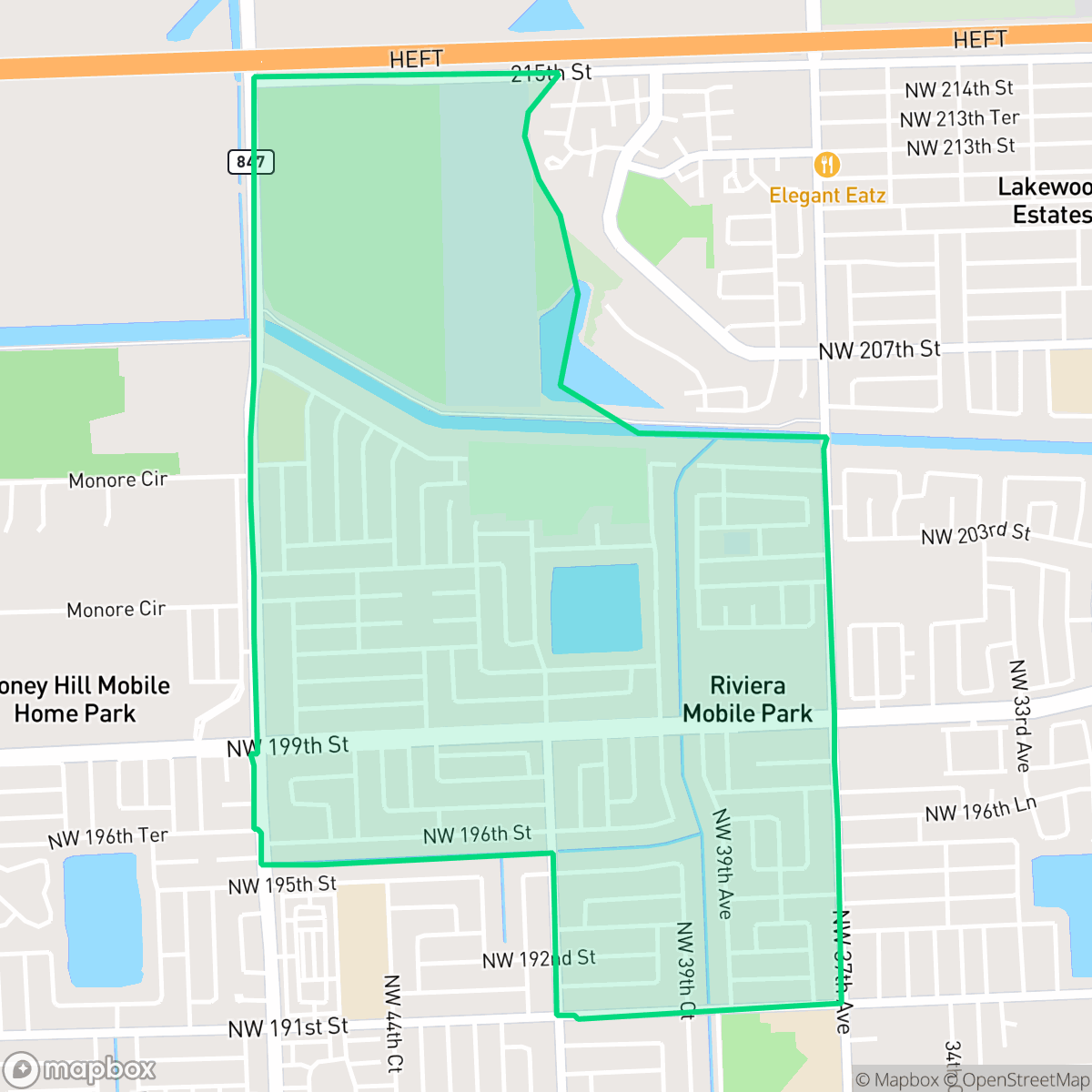 Map showing the location of Skyway, Miami Gardens, FL