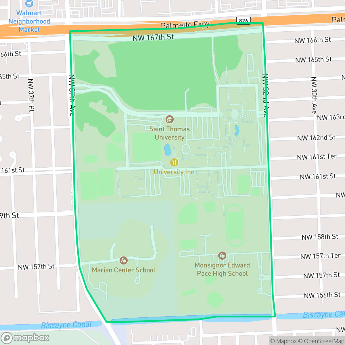 Map showing the location of St. Thomas, Miami Gardens, FL