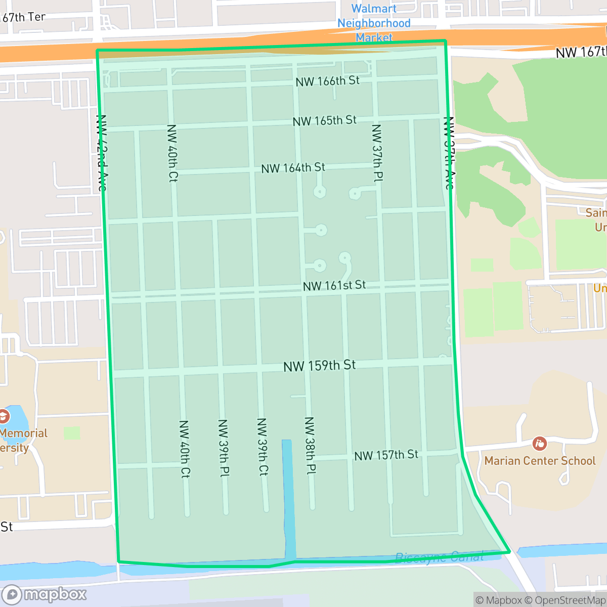 Map showing the location of Venitian Gardens, Miami Gardens, FL
