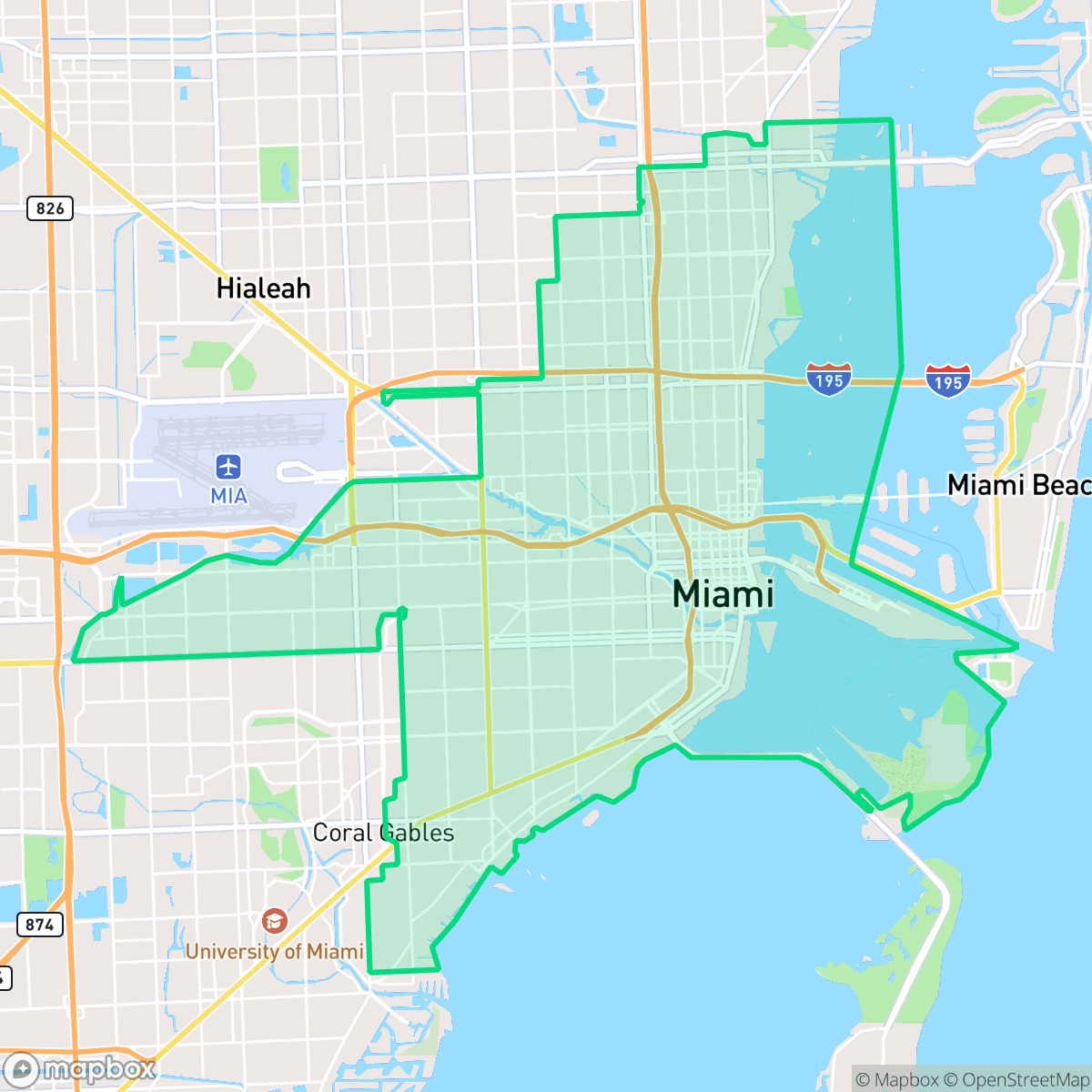 Map showing the location of Miami, FL — coverage area