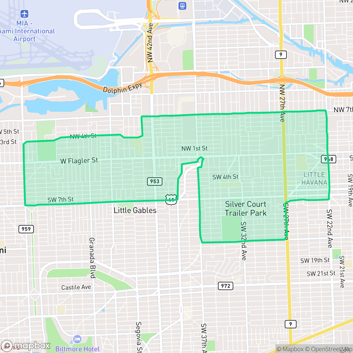 Map showing the location of Alameda - West Flagler, Miami, FL