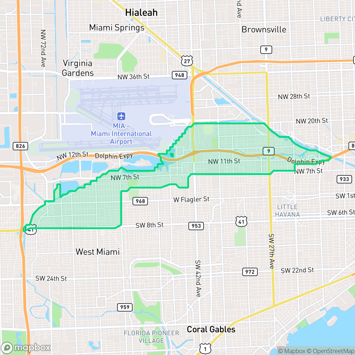 Map showing the location of Flagami, Miami, FL