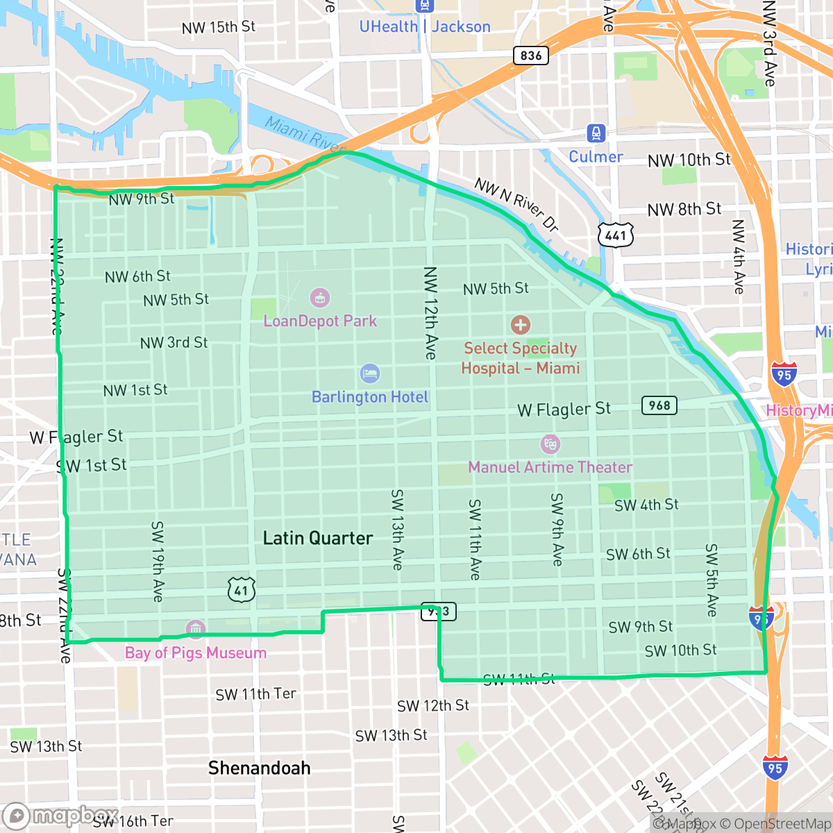 Map showing the location of Little Havana, Miami, FL