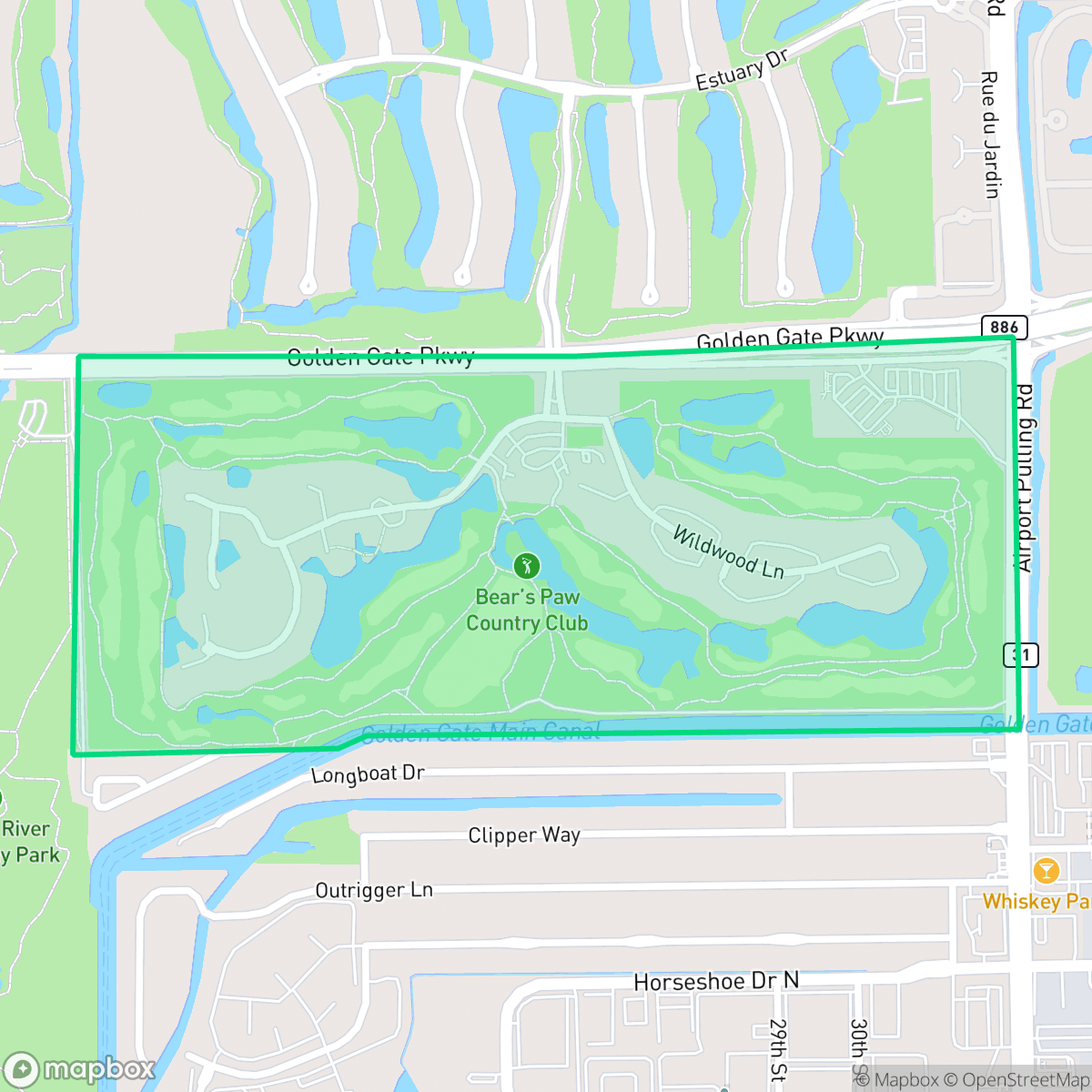 Map showing the location of Bears Paw, Naples, FL