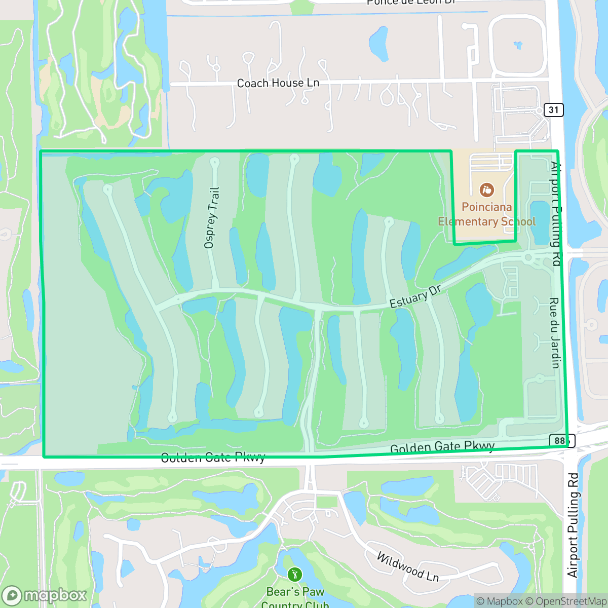 Map showing the location of Estuary at Grey Oaks, Naples, FL