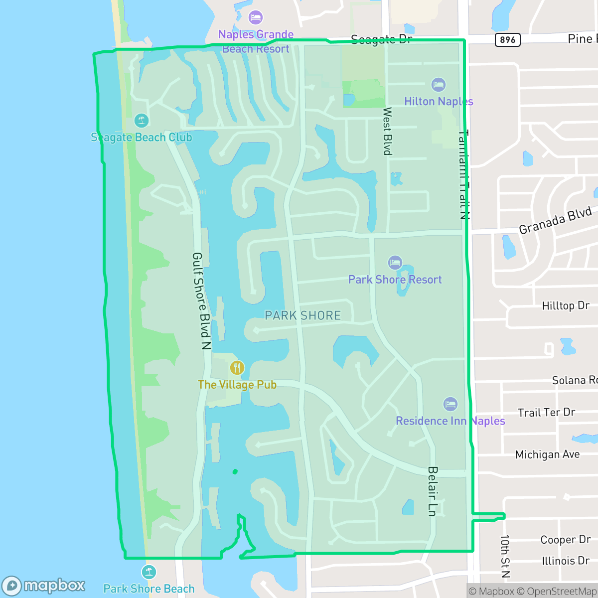 Map showing the location of Park Shore, Naples, FL