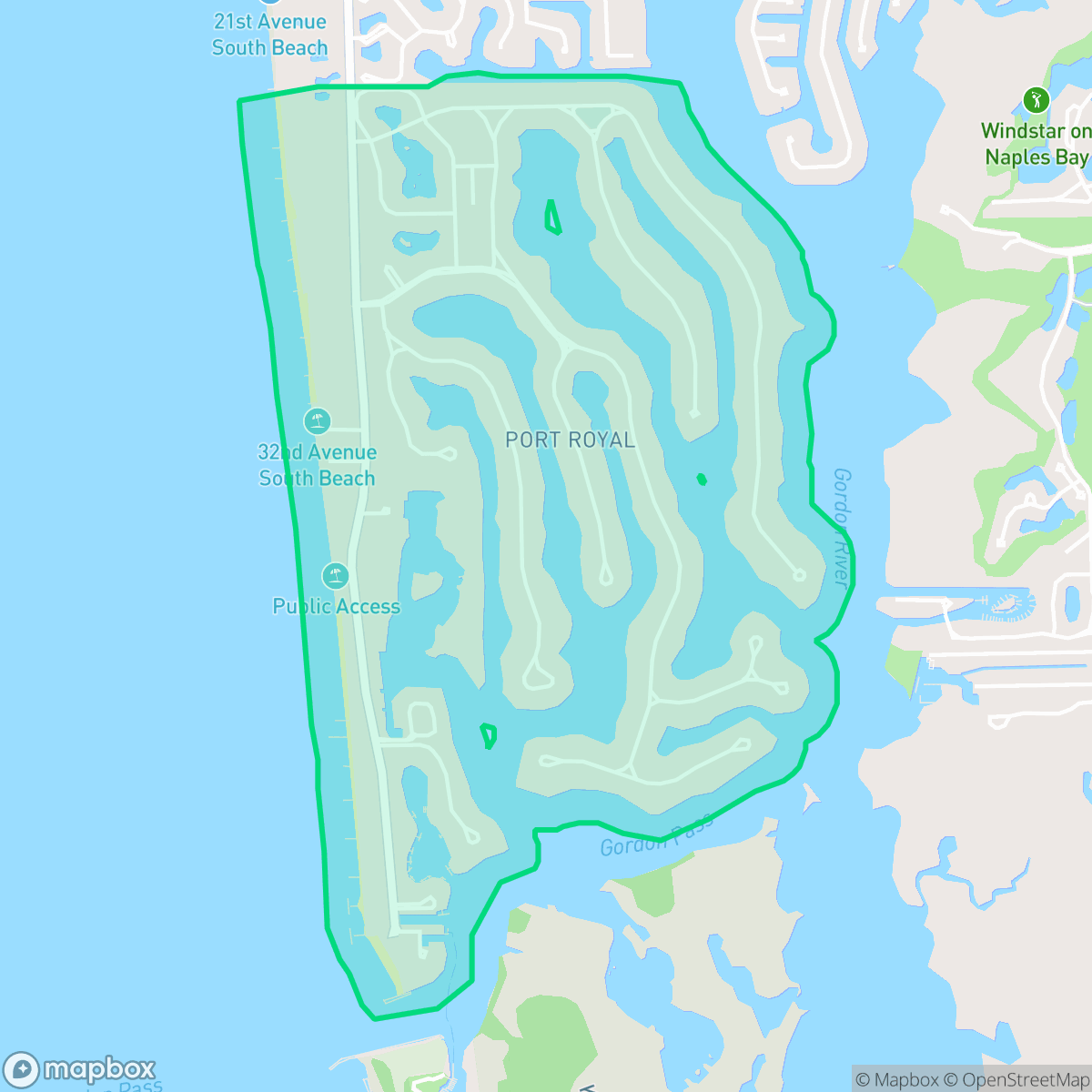 Map showing the location of Port Royal, Naples, FL