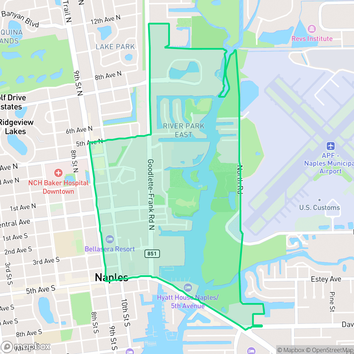 Map showing the location of Redevelopment Area, Naples, FL
