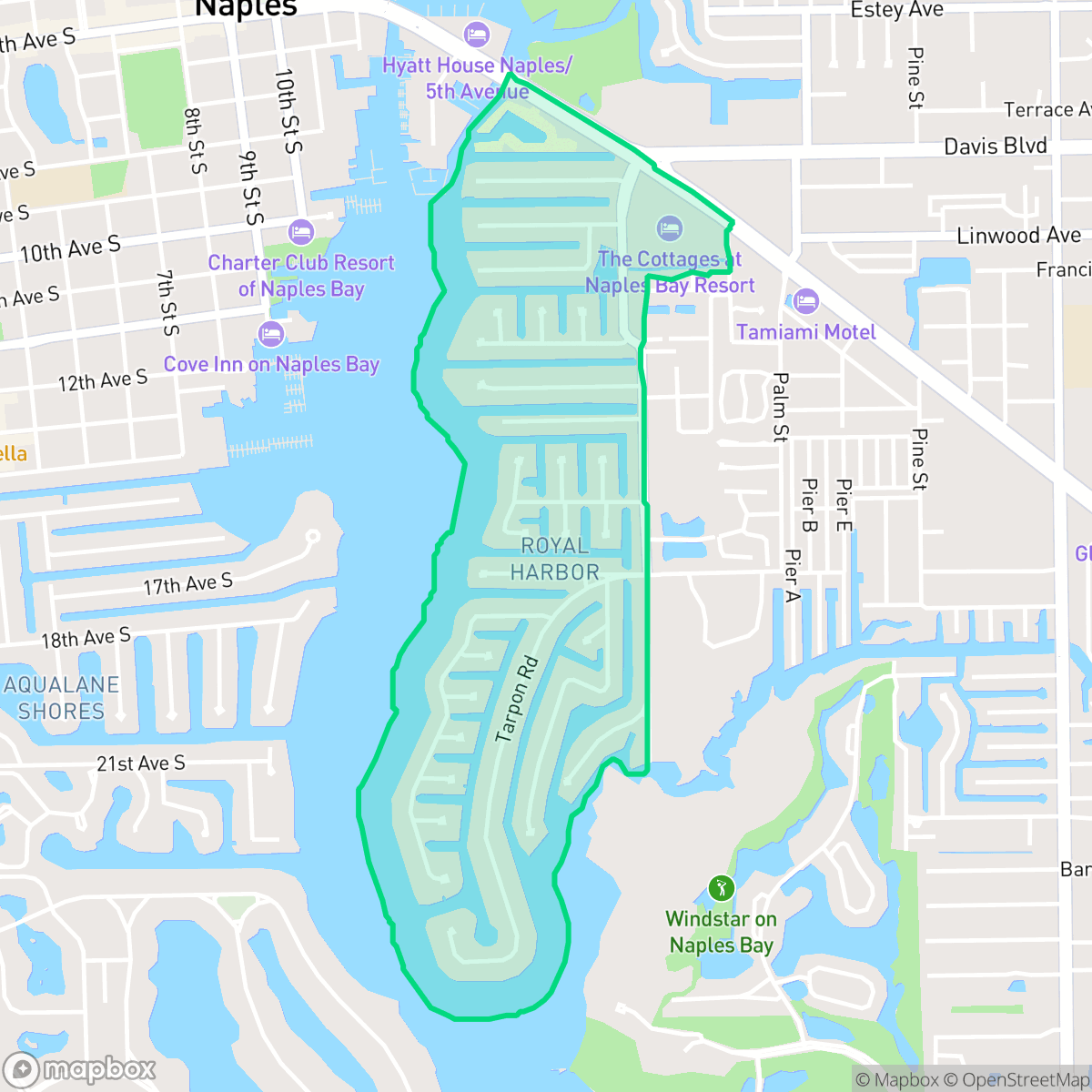 Map showing the location of Royal Harbor, Naples, FL